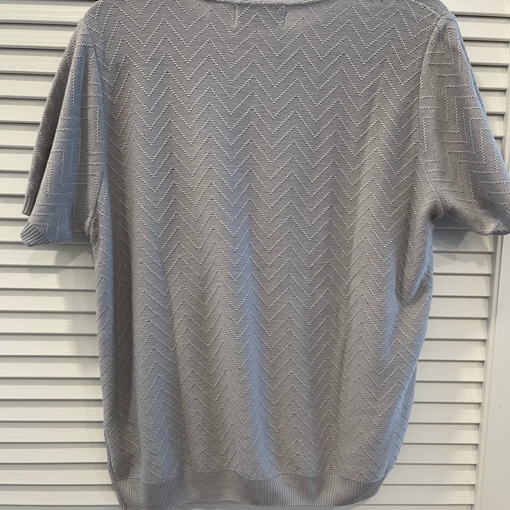 Alfred Dunner Gray Chevron Knit Top